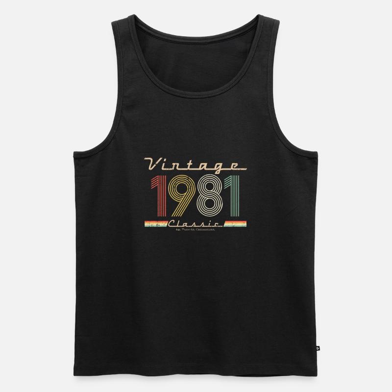 Vintage Classic 1981 pseudo rétro année de naissance - Débardeur bio Premium Homme - noir