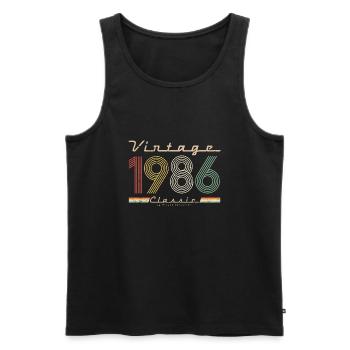 Vintage Classic 1986 pseudo année de naissance - Débardeur bio Premium Homme - noir - Devant - Michal (187cm)
