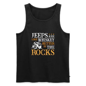 Jeeps Whiskey and Rocks - Men's Premium Organic Tank Top - black - Front - Michal (187cm)