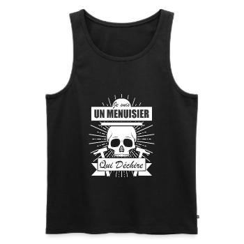 Menuisier Cadeau • Menuisier qui déchire - Débardeur bio Premium Homme - noir - Devant - AI Model Male 178 light (178cm)