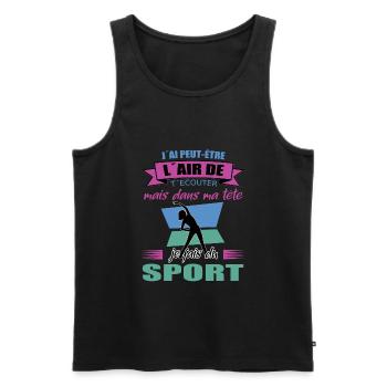 je fais du sport sportif cadeau - Débardeur bio Premium Homme - noir - Devant - Michal (187cm)