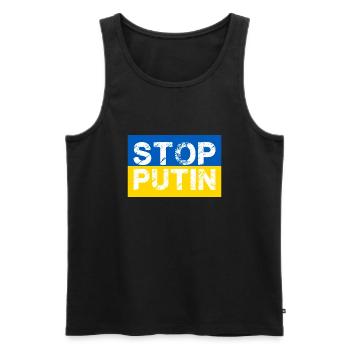 Stop Putin Ukraine Krieg - Männer Premium Bio Tank Top - Schwarz - Vorne - AI Model Male 178 light (178cm)