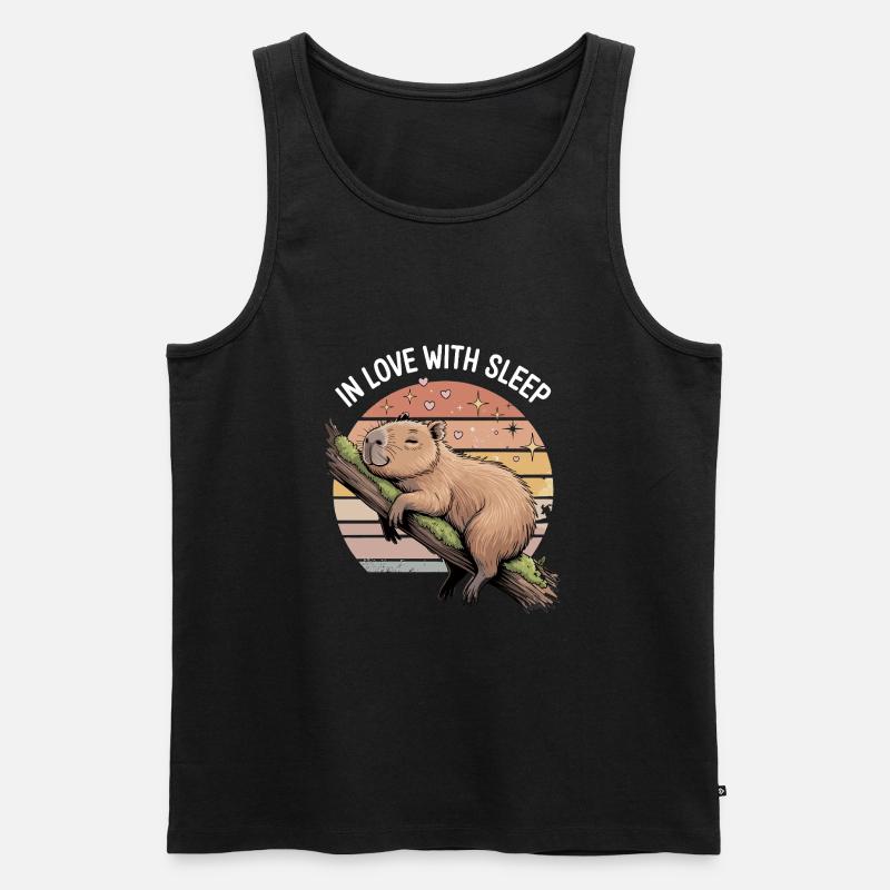 Süßes Capybara Schlaf Design - Männer Premium Bio Tank Top - Schwarz
