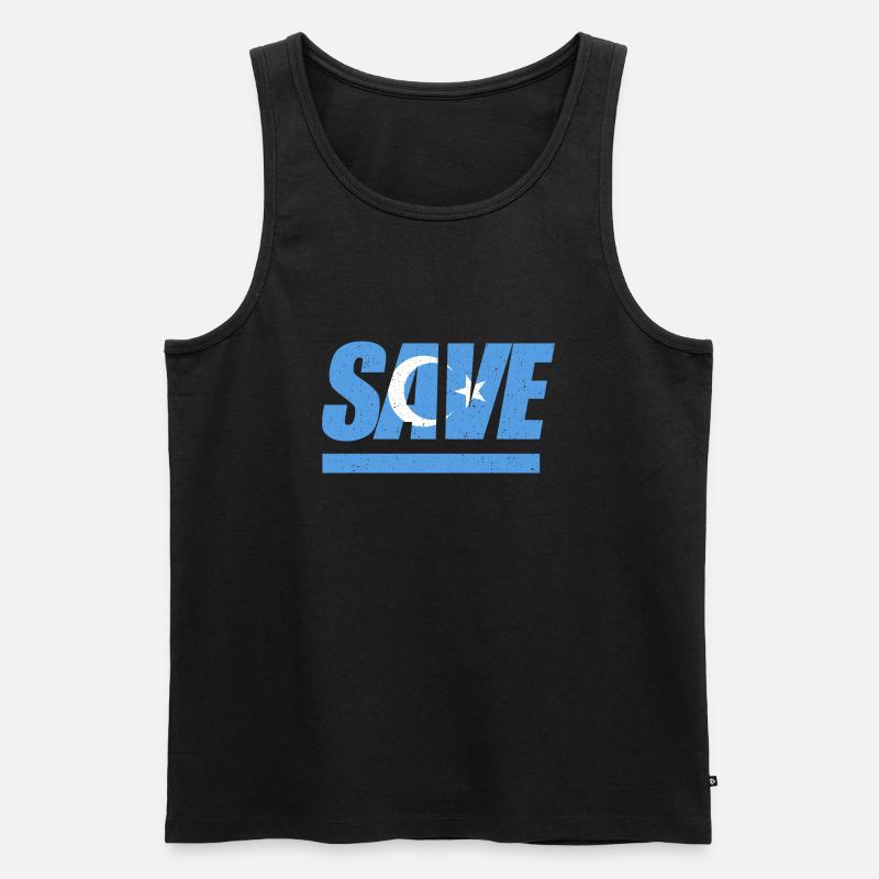 Save Uiguren Ost Turkestan - Männer Premium Bio Tank Top - Schwarz