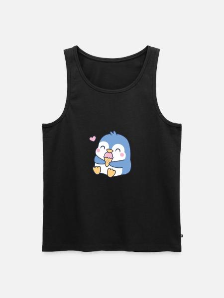 Netter blauer Pinguin liebt Eis - Männer Premium Bio Tank Top - Schwarz