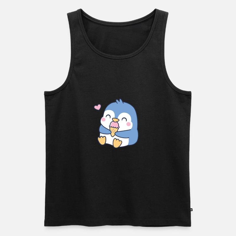 Netter blauer Pinguin liebt Eis - Männer Premium Bio Tank Top - Schwarz