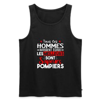 Sapeur Pompier Caserne Militaire Métier Humour - Débardeur bio Premium Homme - noir - Devant - AI Model Male 178 light (178cm)