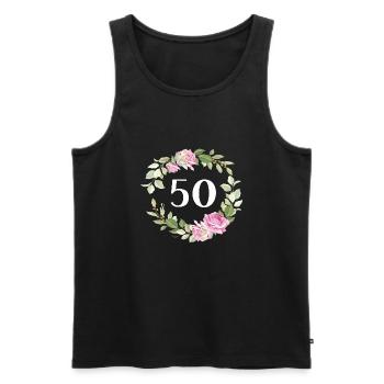 50th Birthday Flowers Motifs Fiftieth 50 - Men's Premium Organic Tank Top - black - Front - AI Model Male 178 light (178cm)