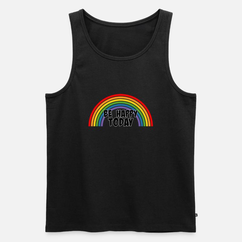 Regenbogen be happy today - Männer Premium Bio Tank Top - Schwarz