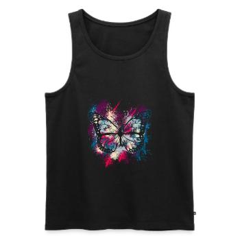 Papillon Monarque Printemps Coloré Doux Cadeau - Débardeur bio Premium Homme - noir - Devant - AI Model Male 178 light (178cm)