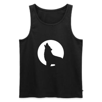 Howling wolf moon full moon night - Men's Premium Organic Tank Top - black - Front - AI Model Male 178 light (178cm)