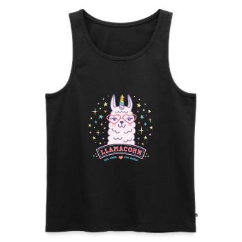 Cadeau de licorne de lama rose Llamacorn Lamacorn - Débardeur bio Premium Homme - noir - Devant - AI Model Male 178 light (178cm)