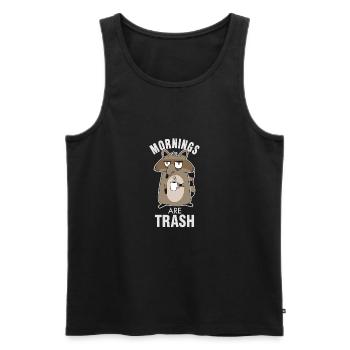 Morning muffle late riser coffee raccoon - Men's Premium Organic Tank Top - black - Front - Michal (187cm)
