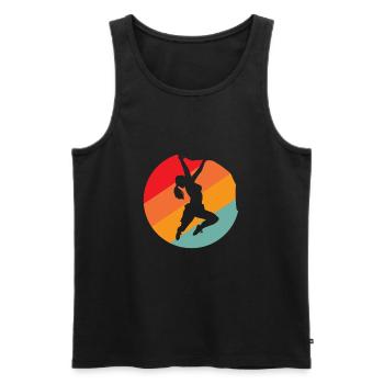 Rock climbing woman - Men's Premium Organic Tank Top - black - Front - Michal (187cm)