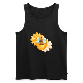 Abeille mignonne avec des fleurs et des enfants doux au miel - Débardeur bio Premium Homme - noir - Devant - AI Model Male 178 light (178cm)