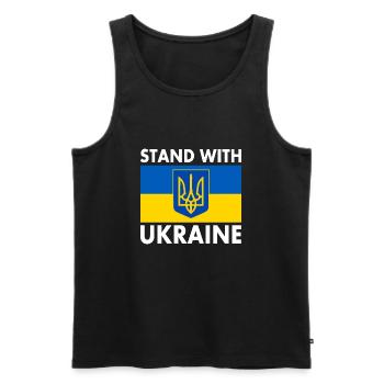 Stand with ukraine - Débardeur bio Premium Homme - noir - Devant - AI Model Male 178 light (178cm)