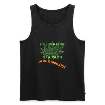 USELESS WITHOUT HEMP - Men's Premium Organic Tank Top - black - Front - AI Model Male 178 light (178cm)