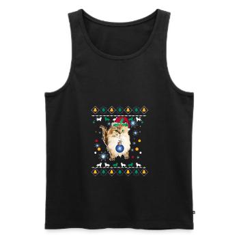 Chat noël père noël - Débardeur bio Premium Homme - noir - Devant - AI Model Male 178 light (178cm)