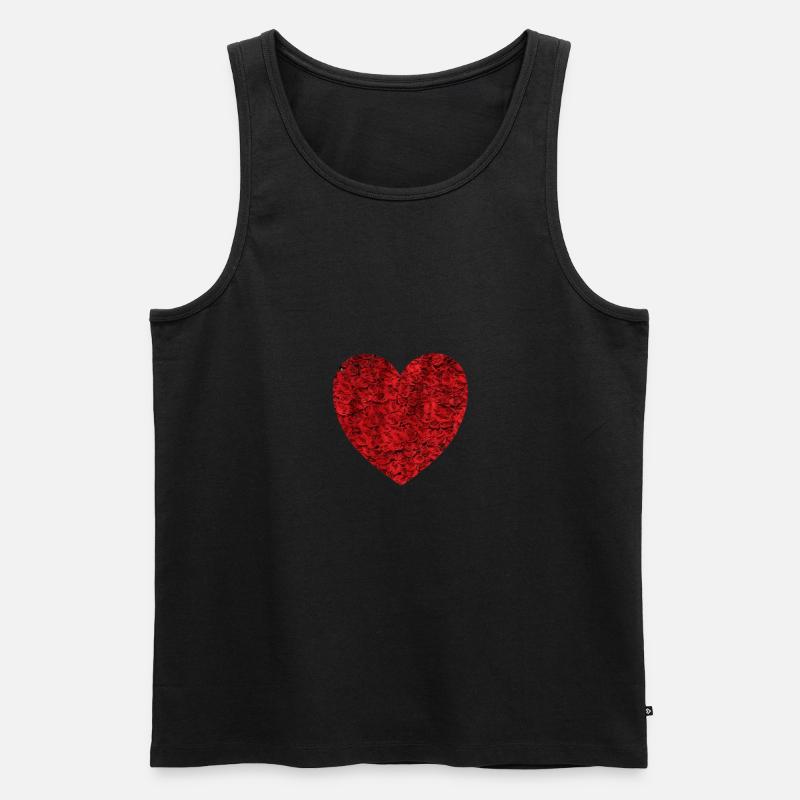 rotes Herz mit Rosen - Männer Premium Bio Tank Top - Schwarz