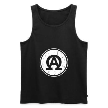 ALPHA OMEGA - Men's Premium Organic Tank Top - black - Front - AI Model Male 178 light (178cm)