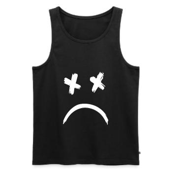 Sad Dead Smile Face - Männer Premium Bio Tank Top - Schwarz - Vorne - AI Model Male 178 light (178cm)