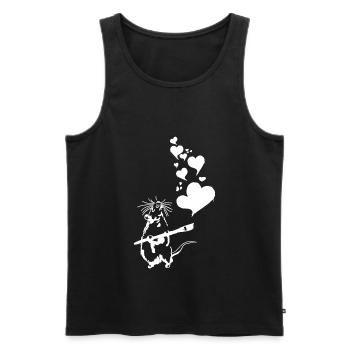 Ratte Banksy Street Art LOVE IS IN THE AIR - Männer Premium Bio Tank Top - Schwarz - Vorne - AI Model Male 178 light (178cm)