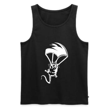 Ratte Fallschirm Graffiti Banksy Street Art - Männer Premium Bio Tank Top - Schwarz - Vorne - AI Model Male 178 light (178cm)