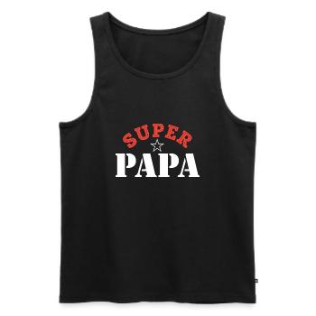 Super papa. Superpapa. Fête des pères. Papa - Débardeur bio Premium Homme - noir - Devant - Michal (187cm)