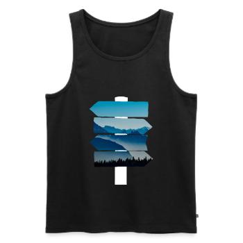 Mountains Nature Signpost Hiking - Men's Premium Organic Tank Top - black - Front - AI Model Male 178 light (178cm)