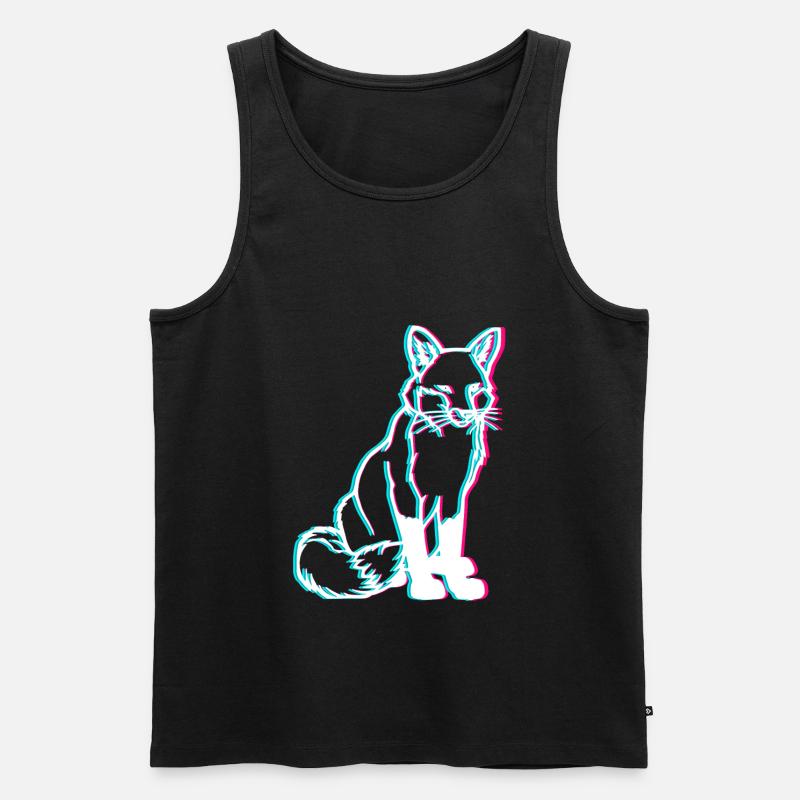 Fuchs 3D Wald Tiere - Männer Premium Bio Tank Top - Schwarz