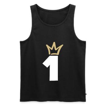 NUMBER ONE 1 Champion Crown - Men's Premium Organic Tank Top - black - Front - Michal (187cm)