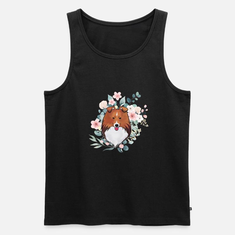 Zobel Shetland Schäferhund mit Blumen - Männer Premium Bio Tank Top - Schwarz