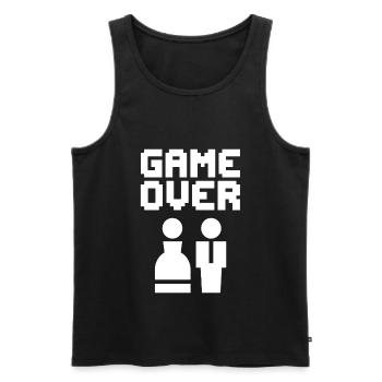 Game Over Enterrement de vie de garçon Humour de joueur - Débardeur bio Premium Homme - noir - Devant - Michal (187cm)