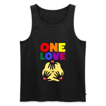One Love - Men's Premium Organic Tank Top - black - Front - AI Model Male 178 light (178cm)