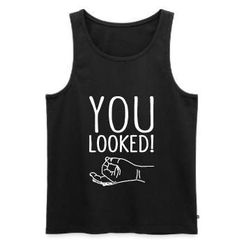 You Looked Finger Circle - Men's Premium Organic Tank Top - black - Front - AI Model Male 178 light (178cm)