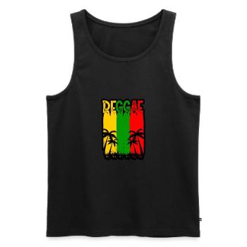 REGGAE, MARLEY, RASTA, RASTAFARI, BEACH DESIGN - Men's Premium Organic Tank Top - black - Front - AI Model Male 178 light (178cm)