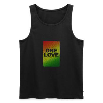 REGGAE, MARLEY, JAMAICA, RASTAFARI, ONE LOVE DESIGN - Men's Premium Organic Tank Top - black - Front - AI Model Male 178 light (178cm)