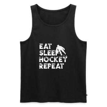 EAT SLEEP HOCKEY REPEAT, ice hockey, ice hockey - Men's Premium Organic Tank Top - black - Front - Michal (187cm)