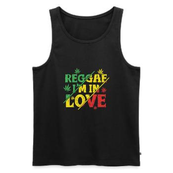 Reggae in in Love, Jamaica, Rastafarian, Rasta - Men's Premium Organic Tank Top - black - Front - AI Model Male 178 light (178cm)