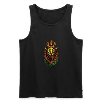 Reggae Lion, Rastafarian, Lion, Marley, Bob, Jamaica - Men's Premium Organic Tank Top - black - Front - AI Model Male 178 light (178cm)