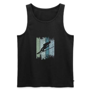 Saut à ski, saut à ski, sauteurs à ski, saut à ski - Débardeur bio Premium Homme - noir - Devant - AI Model Male 178 light (178cm)