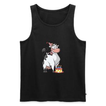 Joyeux anniversaire - gâteau d'anniversaire vache anniversaire - Débardeur bio Premium Homme - noir - Devant - AI Model Male 178 light (178cm)