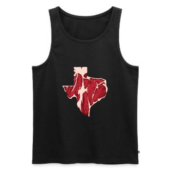 Steak Map Design pour les amoureux du Texas - Débardeur bio Premium Homme - noir - Devant - AI Model Male 178 light (178cm)