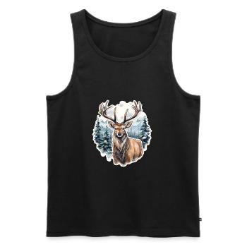 Winterlandschaft mit Hirsch - Männer Premium Bio Tank Top - Schwarz - Vorne - AI Model Male 178 light (178cm)