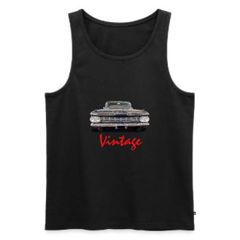 Vintage car red - Men's Premium Organic Tank Top - black - Front - AI Model Male 178 light (178cm)