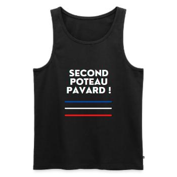 Second Poteau pavard ! - Débardeur bio Premium Homme - noir - Devant - AI Model Male 178 light (178cm)