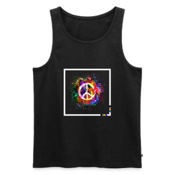 Harmonie Paix Symbole Hippie Paix Liberté Amour - Débardeur bio Premium Homme - noir - Devant - Michal (187cm)