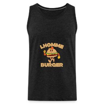 The Burger Man - Men's Premium Organic Tank Top - charcoal grey - Front - Alexander (188cm)