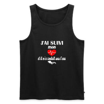 J'ai suivi mon coeur et il m'a conduit sous l'eau - Débardeur bio Premium Homme - noir - Devant - Michal (187cm)