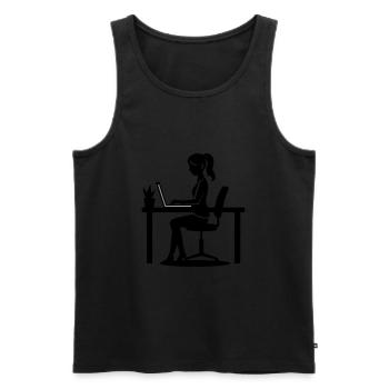 Woman Computer Job - Men's Premium Organic Tank Top - black - Front - AI Model Male 178 light (178cm)